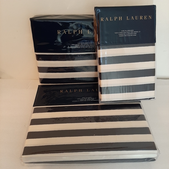 RALPH LAUREN Durant Camron Stripe KING 4 Piece Sheet Set MSRP $405 - Picture 10 of 14